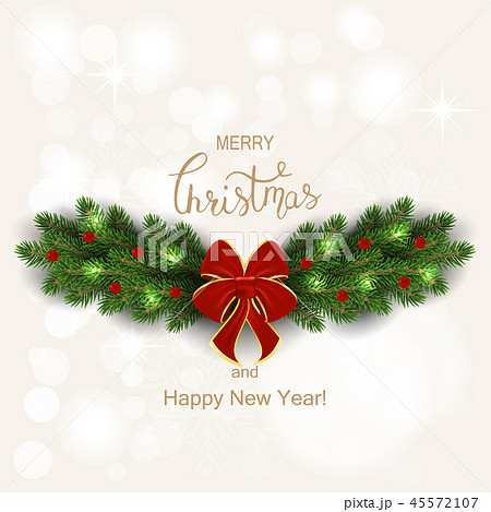 Christmas decorations with fir tree and decorative elements. 45572107