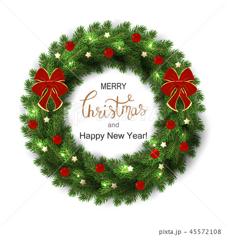 White card with Christmas wreath. Vector illustration. White card with Christmas wreath. Vector illustration. 45572108