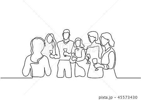 Company of people celebrates date with wineglass 45573430