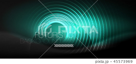 Dark abstract background with glowing neon circles 45573969