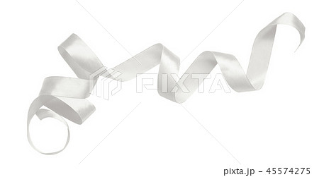 Curled gray silk ribbon 45574275