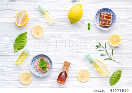 Natural spa ingredients and body scrub.  45578610