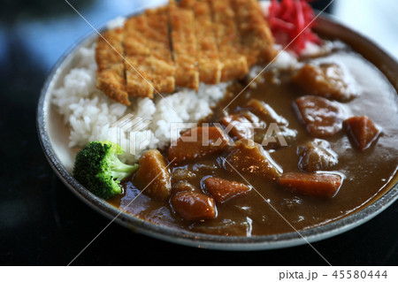 Curry rice with fired pork japanese food Curry rice with fired pork japanese food 45580444