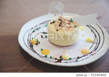 Japanese cheese cake on wood background Japanese cheese cake on wood background 45580800