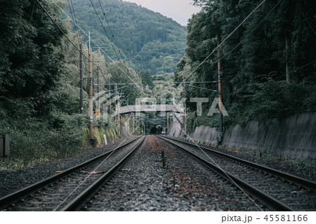 Japanese local railway and train station in film vintage style 45581166