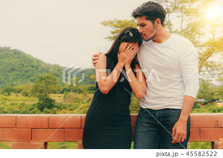 The unhappy couple of man and woman. The unhappy couple of man and woman. 45582522