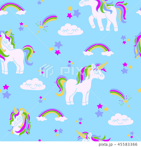 Unicorns on the blue seamless pattern 45583366