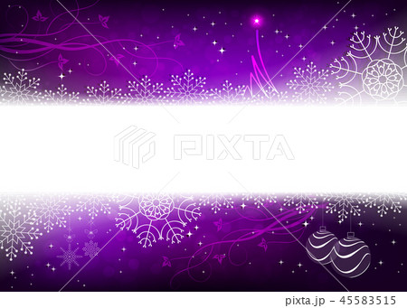 Christmas design in purple with snowflakes, glitter, small tree and balls, 45583515