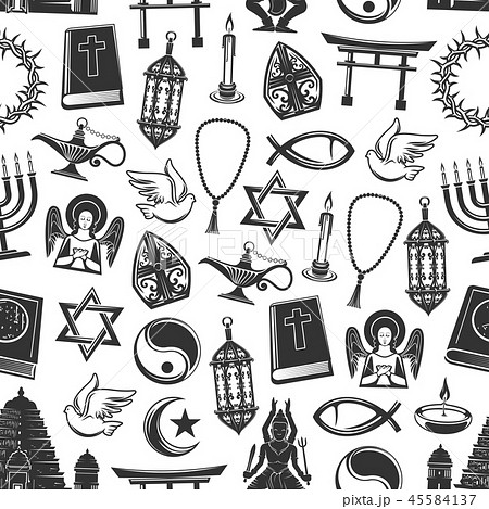 Religious symbols seamless pattern, vector 45584137