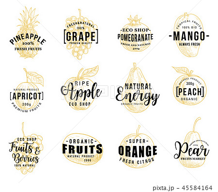 Fruits and berry lettering icons 45584164