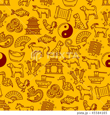 Chinese horoscope animals and symbols pattern 45584165