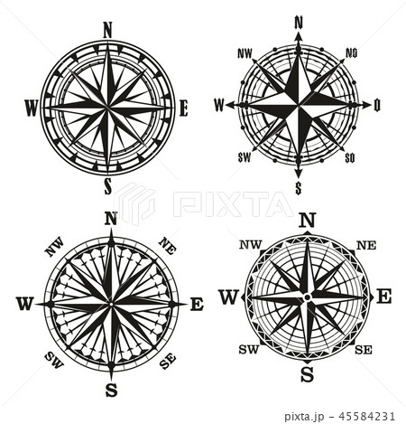 Compass Dials Vintage Navigation Elementsのイラスト素材