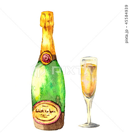 シャンパン水彩画のイラスト素材 45584939 Pixta