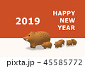 いのしし年賀状1 いのしし年賀状1 45585772