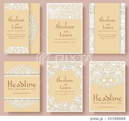 Set of wedding flyer pages ornament illustration concept. Vintage art traditional, Islam, arabic 45586666
