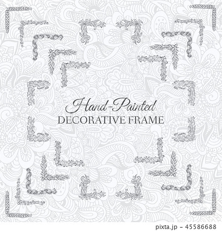 Hand drawn abstract background ornament frame on old paper illustration concept. Vector decorative 45586688