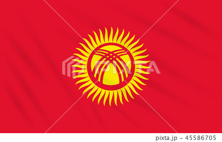 Flag Kyrgyzstan swaying in wind, realistic vector 45586705