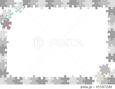 ジグソーパズル モノトーン フレームのイラスト素材 45587280 Pixta