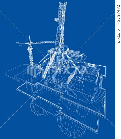 Offshore oil rig drilling platform concept. Vector 45587472