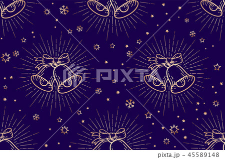 Christmas pattern. Seamless christmas pattern, golden sign bells 45589148