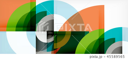 Modern geometric circles abstract background, colorful round shapes with shadow effects 45589565