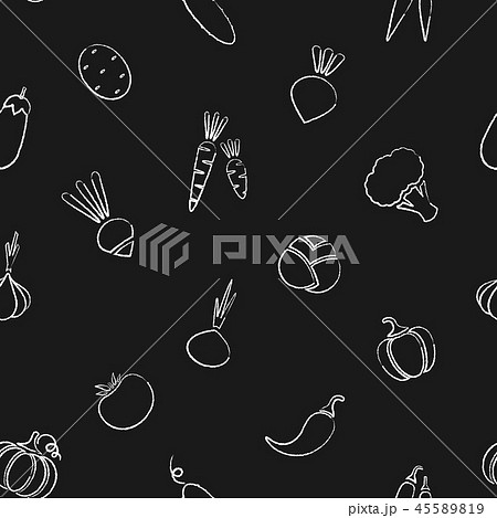 Trendy chalk silhouette vegetable seamless pattern Trendy chalk silhouette vegetable seamless pattern 45589819
