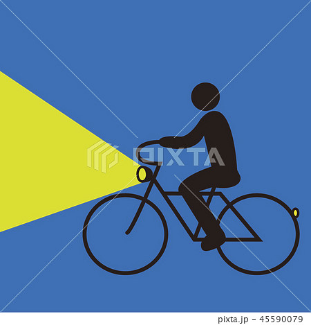 自転車のライト点灯のイラスト素材
