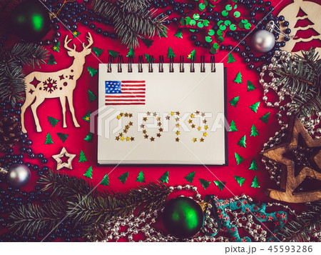 Colorful New Year and Christmas decorations 45593286