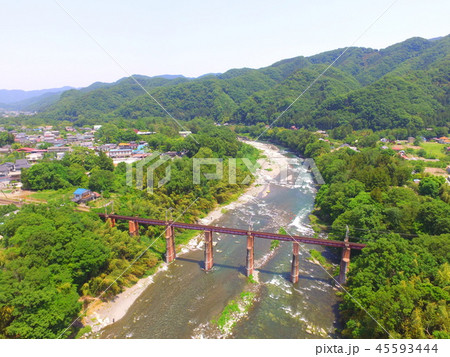上空から眺めた「荒川橋梁」〜ドローンで空撮（埼玉県秩父郡長瀞町長瀞･皆野町下田野） 45593444