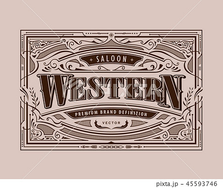 Antique frame western label vintage border retro 45593746