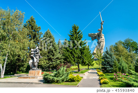 The Motherland Calls, a colossal statue on Mamayev Kurgan in Volgograd, Russia The Motherland Calls, a colossal statue on Mamayev Kurgan in Volgograd, Russia 45593840