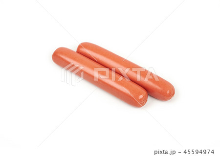 Fresh boiled sausages, isolated on white background 45594974