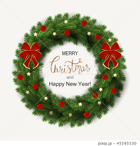 White card with Christmas wreath. Vector illustration. 45595530