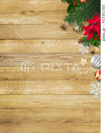 背景-木目-クリスマス-飾り 45595785