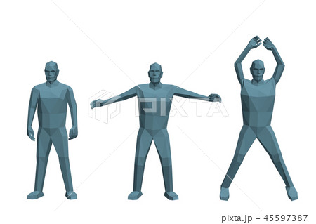 Low poly man doing Jumping Jacks. Low poly man doing Jumping Jacks. 45597387