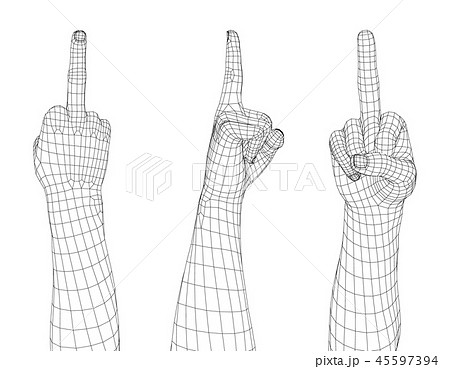 Hand Gesture Fuck You Sign Vector Wireframe のイラスト素材