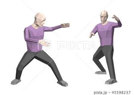 Kung fu.low poly man. Isolated on white  45598237