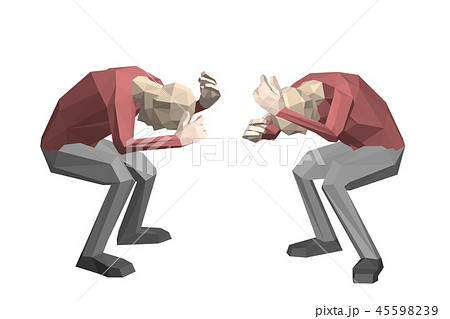 Low poly man hides himself. Isolated on white Low poly man hides himself. Isolated on white 45598239