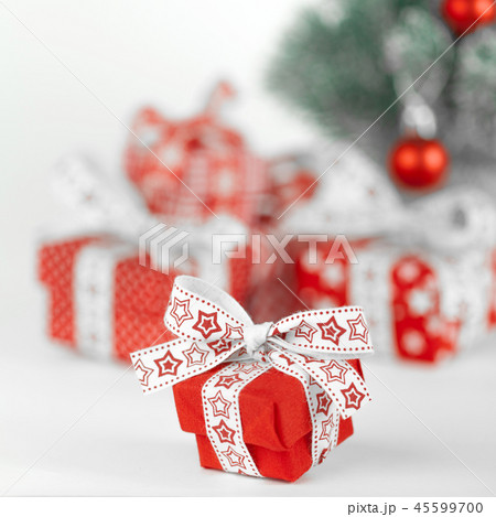 Christmas New Year Gift Boxes on white background Christmas New Year Gift Boxes on white background 45599700