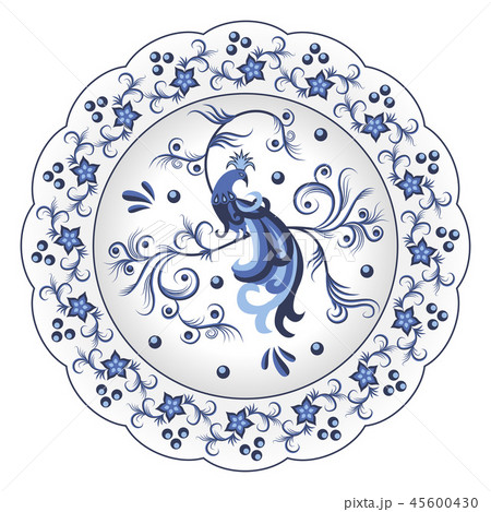 Decorative porcelain plate in Russian style Gzhel Decorative porcelain plate in Russian style Gzhel 45600430