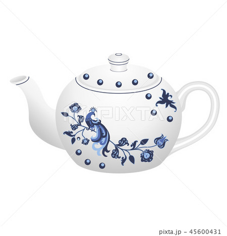 Porcelain teapot for tea set in Gzhel style Porcelain teapot for tea set in Gzhel style 45600431