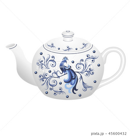 Porcelain teapot for tea set  in Gzhel style 45600432