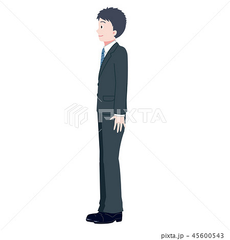 サラリーマン スーツ 男性 全身 横向きのイラスト素材