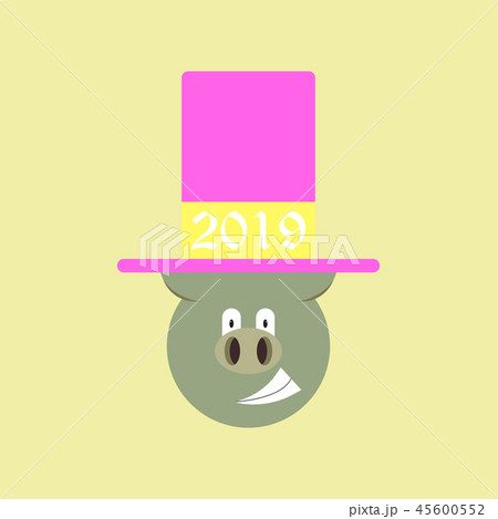 2019 Happy New Year greeting card. Celebration pig on background. 2019 Happy New Year greeting card. Celebration pig on background. 45600552