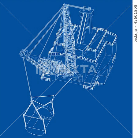 Dragline walking excavator. Vector Dragline walking excavator. Vector 45601808