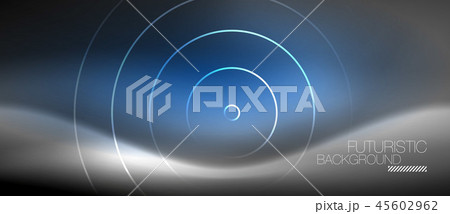 Neon circles abstract background, shiny lines 45602962