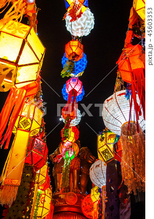 Colourful Yi Peng Lantern Loy Kratong festival Colourful Yi Peng Lantern Loy Kratong festival 45603353