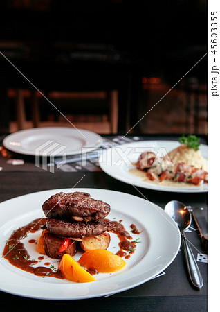 Beef Filet mignon steak red wine gravy sauce. Beef Filet mignon steak red wine gravy sauce. 45603355