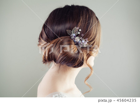 Beautiful bridal hairstyle. Updo hair Beautiful bridal hairstyle. Updo hair 45604235