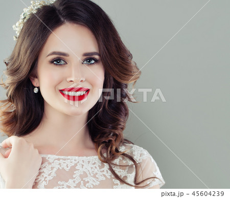 Smiling woman with perfect smile. Happy girl face 45604239
